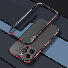 Funda Bumper Lujo Marco de Aluminio Carcasa JZ1 para Apple iPhone 15 Pro Max Rojo y Negro