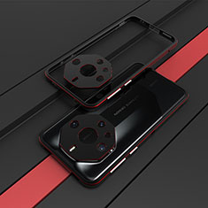 Funda Bumper Lujo Marco de Aluminio Carcasa JZ1 para Huawei Mate 60 RS Ultimate Rojo y Negro