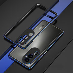 Funda Bumper Lujo Marco de Aluminio Carcasa JZ1 para Oppo Reno10 Pro+ Plus 5G Azul y Negro