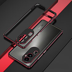 Funda Bumper Lujo Marco de Aluminio Carcasa JZ1 para Oppo Reno10 Pro+ Plus 5G Rojo y Negro