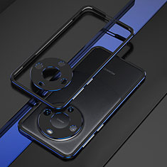 Funda Bumper Lujo Marco de Aluminio Carcasa JZ4 para Huawei Mate 60 Azul y Negro