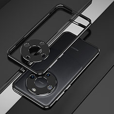 Funda Bumper Lujo Marco de Aluminio Carcasa JZ4 para Huawei Mate 60 Plata y Negro