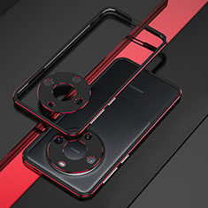 Funda Bumper Lujo Marco de Aluminio Carcasa JZ4 para Huawei Mate 60 Pro+ Plus Rojo y Negro