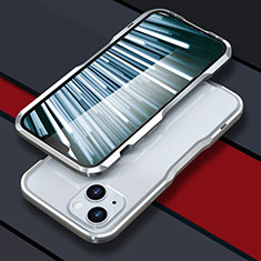 Funda Bumper Lujo Marco de Aluminio Carcasa LF1 para Apple iPhone 13 Plata