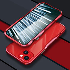 Funda Bumper Lujo Marco de Aluminio Carcasa LF1 para Apple iPhone 13 Rojo