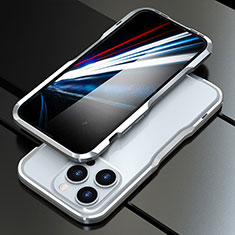 Funda Bumper Lujo Marco de Aluminio Carcasa LF1 para Apple iPhone 14 Pro Max Plata