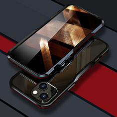 Funda Bumper Lujo Marco de Aluminio Carcasa LF1 para Apple iPhone 15 Plus Rojo y Negro