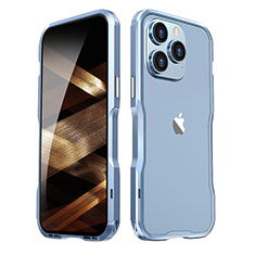 Funda Bumper Lujo Marco de Aluminio Carcasa LF2 para Apple iPhone 14 Pro Max Azul