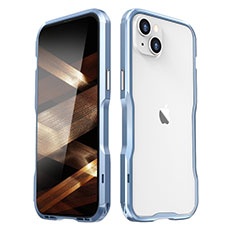 Funda Bumper Lujo Marco de Aluminio Carcasa LF2 para Apple iPhone 15 Azul