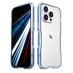 Funda Bumper Lujo Marco de Aluminio Carcasa LF3 para Apple iPhone 13 Pro Max Azul