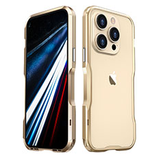 Funda Bumper Lujo Marco de Aluminio Carcasa LF3 para Apple iPhone 13 Pro Max Oro