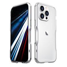 Funda Bumper Lujo Marco de Aluminio Carcasa LF3 para Apple iPhone 13 Pro Max Plata