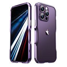 Funda Bumper Lujo Marco de Aluminio Carcasa LF3 para Apple iPhone 13 Pro Morado