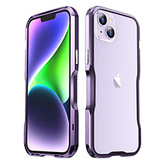 Funda Bumper Lujo Marco de Aluminio Carcasa LF3 para Apple iPhone 14 Plus Morado