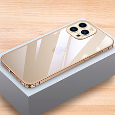 Funda Bumper Lujo Marco de Aluminio Carcasa LK1 para Apple iPhone 13 Pro Max Oro