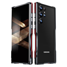 Funda Bumper Lujo Marco de Aluminio Carcasa LK1 para Samsung Galaxy S24 Ultra 5G Rojo y Negro