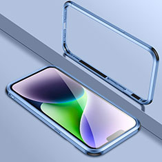Funda Bumper Lujo Marco de Aluminio Carcasa LK2 para Apple iPhone 13 Pro Azul