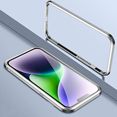 Funda Bumper Lujo Marco de Aluminio Carcasa LK2 para Apple iPhone 14 Plata