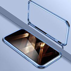 Funda Bumper Lujo Marco de Aluminio Carcasa LO1 para Apple iPhone 15 Pro Azul