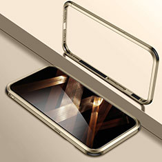 Funda Bumper Lujo Marco de Aluminio Carcasa LO1 para Apple iPhone 15 Pro Oro
