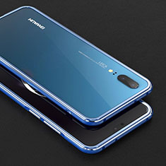 Funda Bumper Lujo Marco de Aluminio Carcasa M01 para Huawei P20 Azul