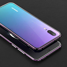 Funda Bumper Lujo Marco de Aluminio Carcasa M01 para Huawei P20 Morado