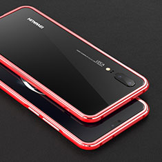 Funda Bumper Lujo Marco de Aluminio Carcasa M01 para Huawei P20 Rojo
