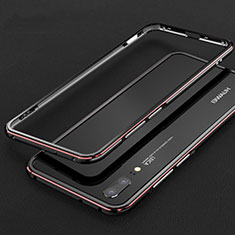 Funda Bumper Lujo Marco de Aluminio Carcasa M01 para Huawei P20 Rojo y Negro