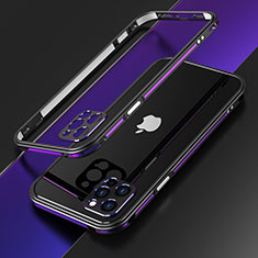 Funda Bumper Lujo Marco de Aluminio Carcasa N01 para Apple iPhone 12 Pro Max Morado