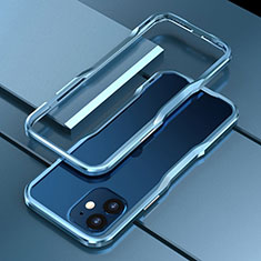 Funda Bumper Lujo Marco de Aluminio Carcasa N02 para Apple iPhone 12 Azul