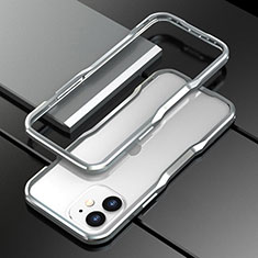 Funda Bumper Lujo Marco de Aluminio Carcasa N02 para Apple iPhone 12 Plata
