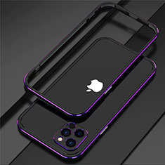 Funda Bumper Lujo Marco de Aluminio Carcasa N02 para Apple iPhone 12 Pro Max Morado