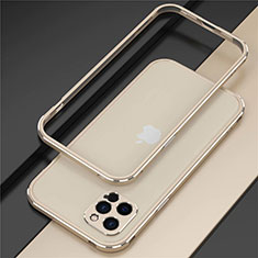 Funda Bumper Lujo Marco de Aluminio Carcasa N02 para Apple iPhone 12 Pro Max Oro