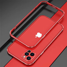 Funda Bumper Lujo Marco de Aluminio Carcasa N02 para Apple iPhone 12 Pro Max Rojo