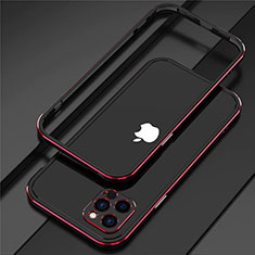 Funda Bumper Lujo Marco de Aluminio Carcasa N02 para Apple iPhone 12 Pro Max Rojo y Negro