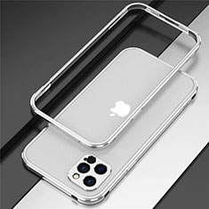 Funda Bumper Lujo Marco de Aluminio Carcasa N02 para Apple iPhone 12 Pro Plata