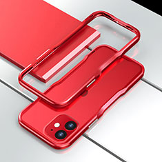 Funda Bumper Lujo Marco de Aluminio Carcasa N02 para Apple iPhone 12 Rojo