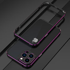 Funda Bumper Lujo Marco de Aluminio Carcasa para Apple iPhone 13 Pro Max Morado