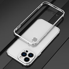 Funda Bumper Lujo Marco de Aluminio Carcasa para Apple iPhone 13 Pro Max Plata