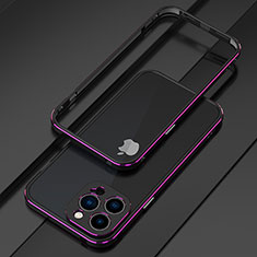 Funda Bumper Lujo Marco de Aluminio Carcasa para Apple iPhone 13 Pro Morado