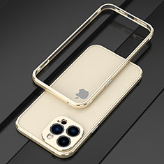 Funda Bumper Lujo Marco de Aluminio Carcasa para Apple iPhone 13 Pro Oro