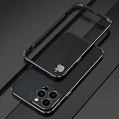 Funda Bumper Lujo Marco de Aluminio Carcasa para Apple iPhone 14 Pro Max Plata y Negro