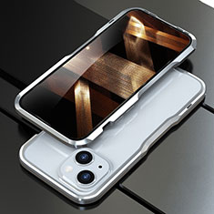 Funda Bumper Lujo Marco de Aluminio Carcasa para Apple iPhone 15 Plata