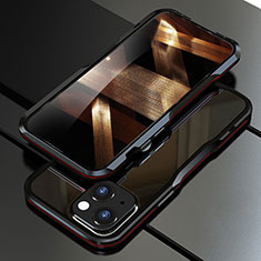 Funda Bumper Lujo Marco de Aluminio Carcasa para Apple iPhone 15 Plus Rojo y Negro