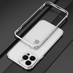 Funda Bumper Lujo Marco de Aluminio Carcasa para Apple iPhone 15 Pro Plata