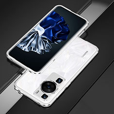 Funda Bumper Lujo Marco de Aluminio Carcasa para Huawei P60 Plata