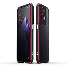 Funda Bumper Lujo Marco de Aluminio Carcasa para Oppo Reno8 5G Rojo y Negro