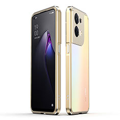 Funda Bumper Lujo Marco de Aluminio Carcasa para Oppo Reno9 Pro 5G Oro