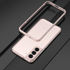 Funda Bumper Lujo Marco de Aluminio Carcasa para Samsung Galaxy S21 FE 5G Oro Rosa