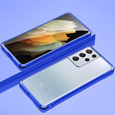 Funda Bumper Lujo Marco de Aluminio Carcasa para Samsung Galaxy S21 Ultra 5G Azul